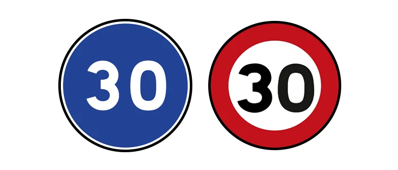 Panneaux conseil et limitation de vitesse